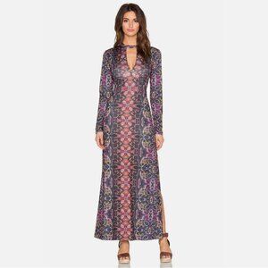 Free People Cabaret Long Sleeve Maxi Dress in Sunrise Combo
